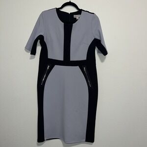 Shelby & Palmer Dress, Women's Size 8 Navy And lilac, Zip Up, Sheath